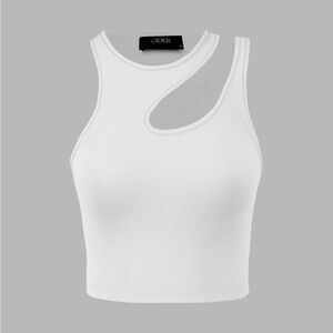 Cider White Asymmetric Cutout Top